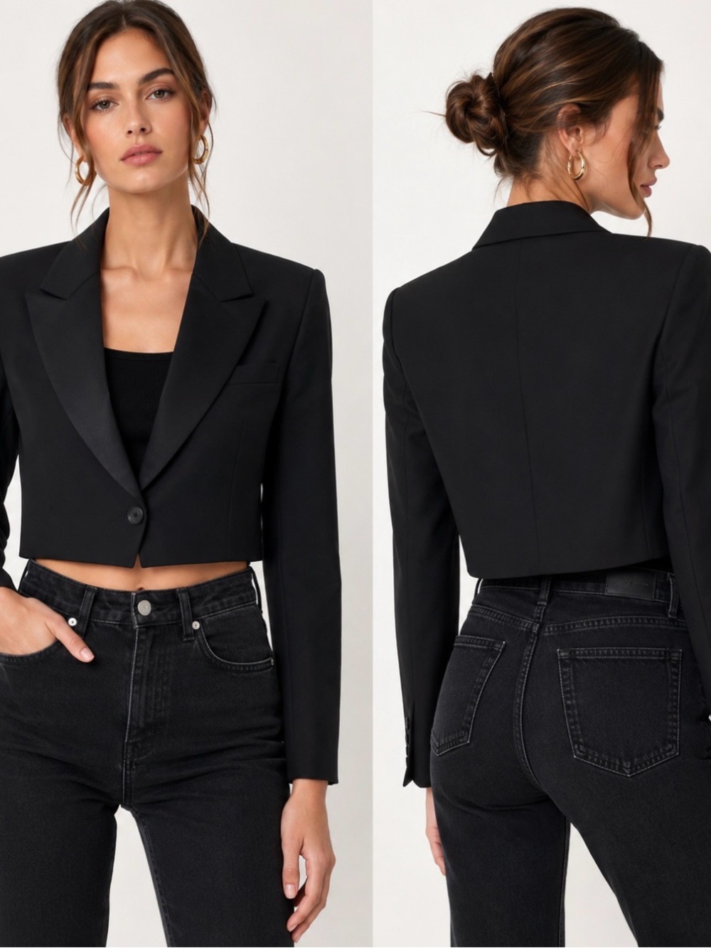 RE/DONE 90s Cropped Black Blazer Size S NWT Made in Italy